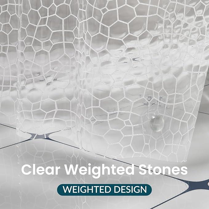 Titanker Clear Shower Curtain Liner with Water Cube, Medium Weight Plastic Shower Liner PEVA Waterproof Shower Curtains for Bathroom with Big Stones and Grommets, 72x72 Inches - ModernBath