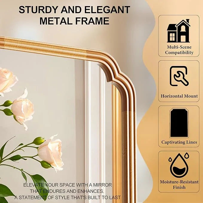 Ferytange Wood Frame Wall Mirror for Bathroom, Rounded Corner Arch Rectangle Mirror for Entryway, Living Room or Bedroom Home Decor - Light Woodgrain [20" x 30" Natural Color] - ModernBath