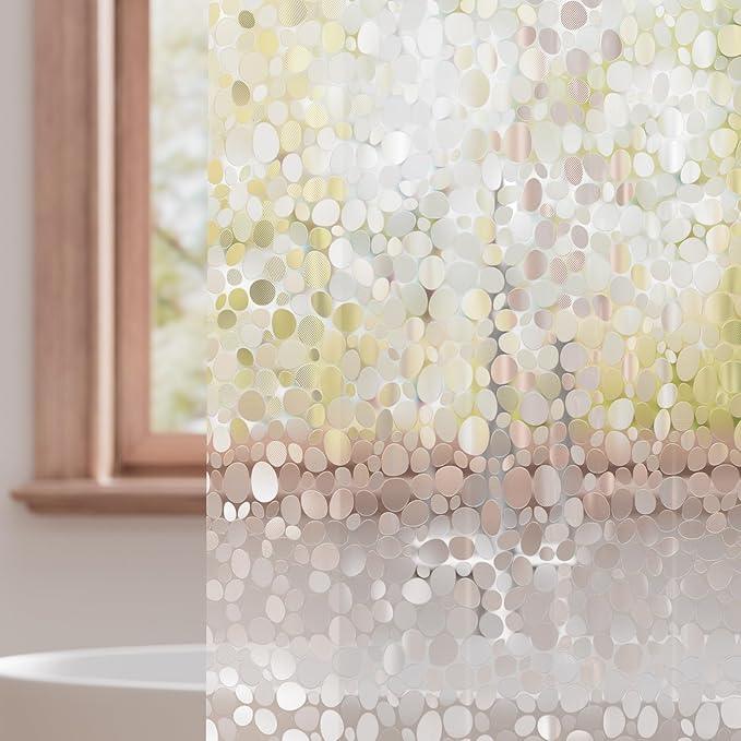 Titanker Clear Shower Curtain Liner with Pebble Pattern, Medium Weight Plastic Shower Liner PEVA Waterproof Shower Curtains for Bathroom with Big Stones and Grommets, 72x72 Inches - ModernBath