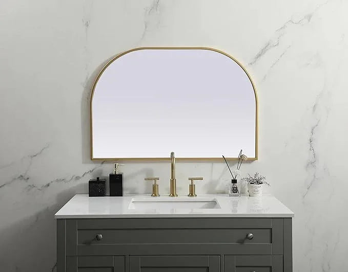 Illuminate, Metal Frame Arch Mirror 36X24 Inch in, Modern, Brass - ModernBath