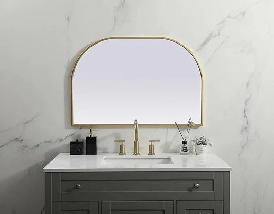 Illuminate, Metal Frame Arch Mirror 36X24 Inch in, Modern, Brass - ModernBath