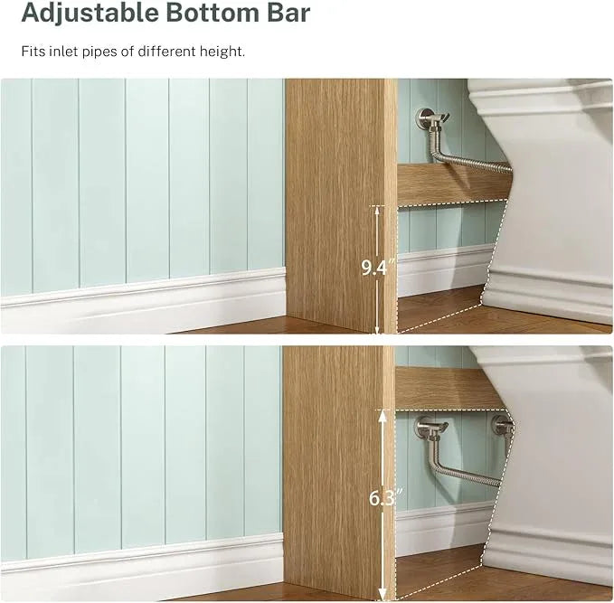 TEENFON Over The Toilet Storage Cabinet with 4 Open Shelves and 2 Fluted Doors, Extra Tall Bathroom Organizer Unit with Adjustable Shelf, Home Space Saver for Bathroom, Laundry Room, Natural - ModernBath