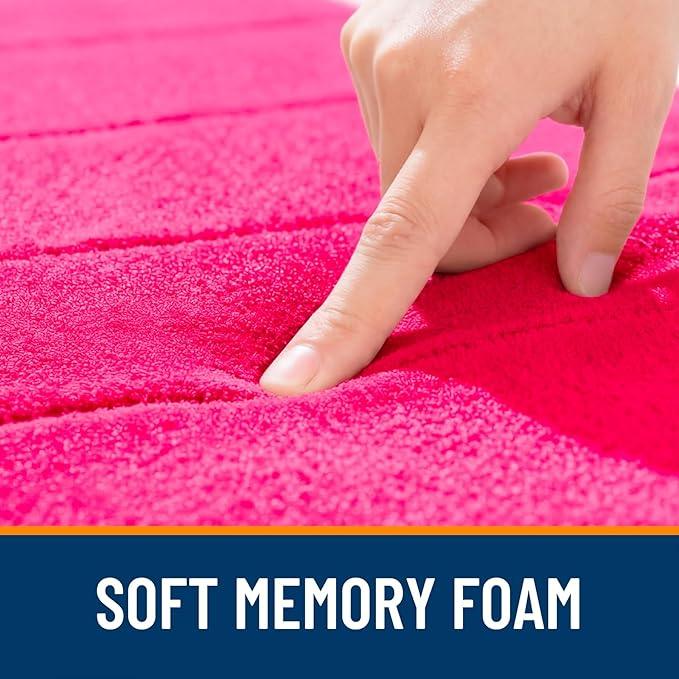 OLANLY Memory Foam Long Bathroom Rugs Runner 70x24, Super Soft Absorbent Bath Mat, Quick Dry, Machine Washable Shower Floor Rugs, Bathmat Carpet, Bathroom Home Decor Accessories, Hot Pink - ModernBath