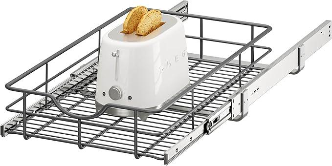 ALINE FURNITURE Pull Out Shelves - 14" W x 22" D Soft Close Pull Out Cabinet Organizer 1 Tier - Slide Out Drawers with Shelf Liner, Heavy Duty Steel Wire Baskets for Kitchen Cabinets, Pantry, Bathroom - ModernBath