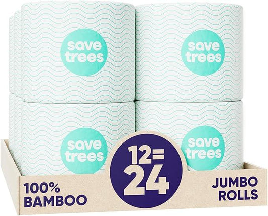 Save Trees Bamboo Toilet Paper - 12 Rolls Of Organic Toilet Paper, 3-ply, 300 Sheets Per Roll - PFAS Free, FSC Certified, Plastic Free, Vegan & Chemical Free Bamboo TP - ModernBath