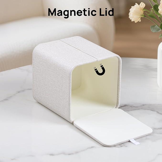 Cretkhp Square Linen Tissue Box Cover with Magnetic Closure, Modern PU Leather Tissue Box Holder for Bathroom Vanity NightStands Bedroom Office Desk, Stylish Cube Tissue Holder - ModernBath