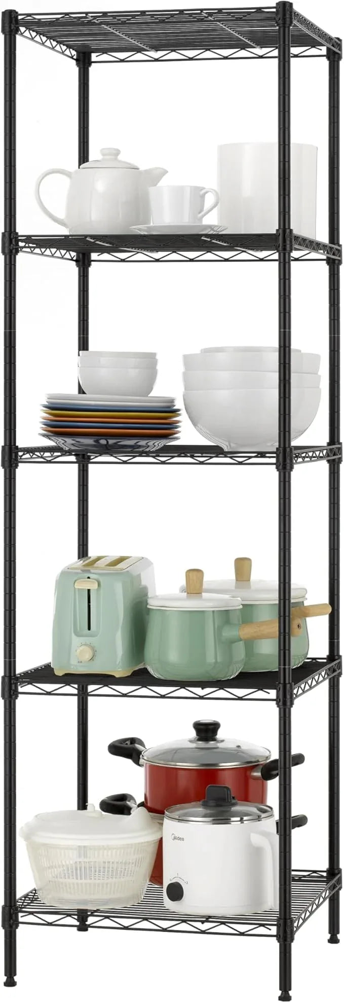 Finnhomy Heavy Duty 5 Tier Wire Shelving Unit, 18x18x59-inches 5 Shelves Storage Rack, Metal Shelving with Thicken Steel Tube, NSF Certified, Black - ModernBath