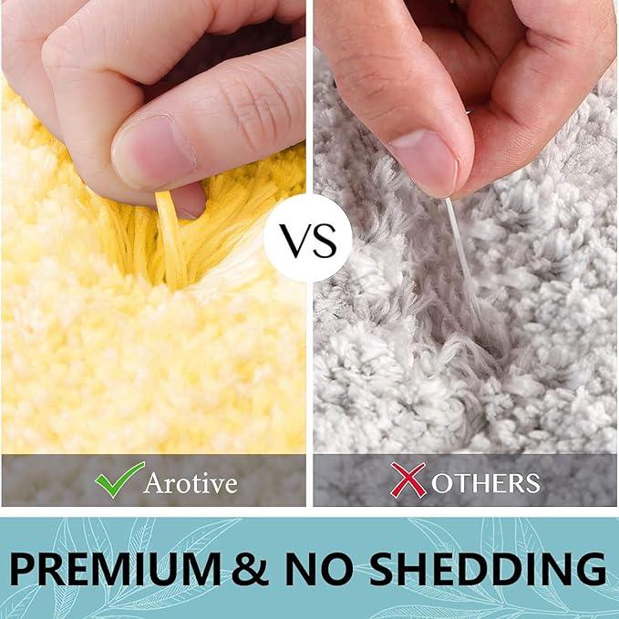 Arotive Microfiber Bathroom Rugs, Shaggy Soft and Absorbent Bath Rug, Non-Slip, Thick Plush Machine Washable Dry Bath Mats for Bathroom, Tub and Shower, 59x20, Yellow, Rectangular - ModernBath