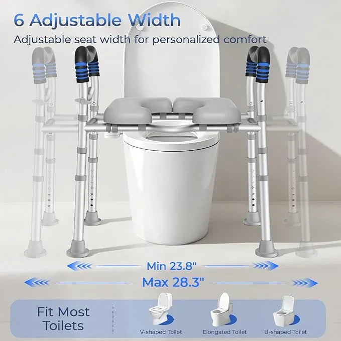 KingPavonini Toilet Seat Risers for Seniors, Raised Toilet Seat with Handles with Adjustable Height & Width, Soft Padded Seat, Elevated Toilet Seat Riser, Load 500lb, Fit Any Toilet - ModernBath