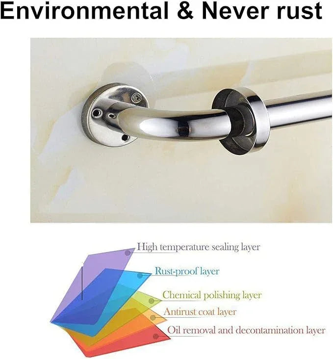 16 Inch Anti Slip Shower Grab Bar, Munzong Stainless Steel Bathroom Grab Bar, Satin Brushed Nickel Knurled Bathroom Balance Bar,Safety Hand Rail Support Handicap Elderly Senior Assist Bath Handle - ModernBath