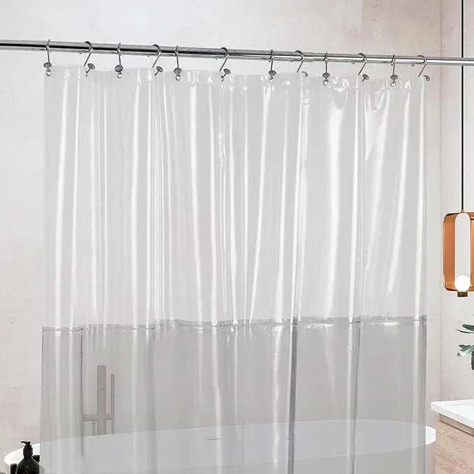Shower Curtain Liner with 3 Magnets - Heavy Duty PEVA Plastic Shower Curtain for Bathroom, Waterproof Vinyl & See Through Liner, Metal Grommets - Color Block Clear/Black, 72x72 - ModernBath