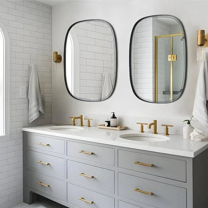 POZINO Matte Black Beveled Mirror, 24"x32" Rectangle Vanity Mirror for Over Sink, Modern Mirrors with Premium Metal Frame, Oblong Mirrors for Bathroom Bedroom Living Room, Horizontal Or Vertical - ModernBath