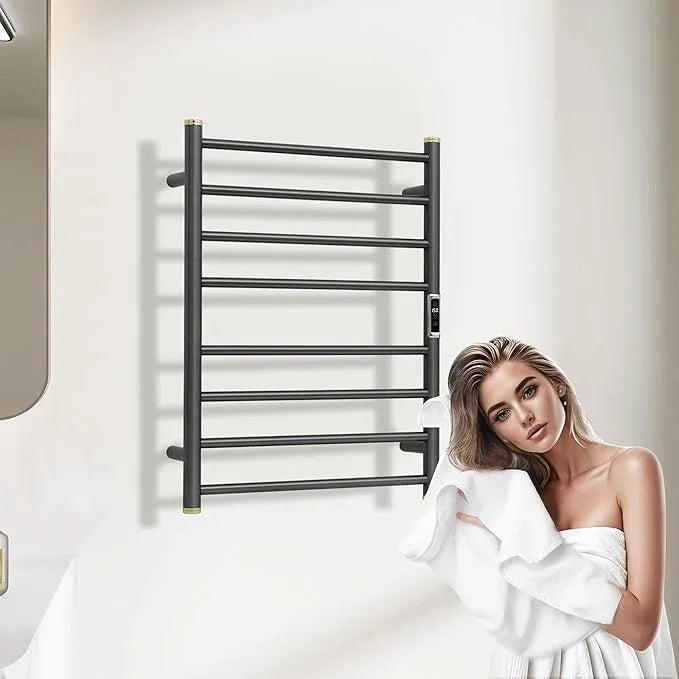 Electric Towel Warmer Rack,Heating Towel Warmer,Timer & Temperature Control,Wall-Mounted Plug-in for Bathroom,Gunmetal Grey,Stainless Steel,8-Bar(27.56x20.87x4.41in) - ModernBath