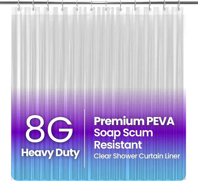 LiBa Bathroom Shower Curtain - Waterproof Plastic Shower Curtain Premium PEVA Non-Toxic Shower with Rust Proof Grommets Clear 8G Heavy Duty Bathroom Accessories 72x78 - ModernBath