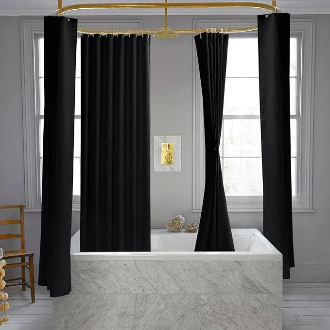 Nasitos Fabric Black Shower Curtain or Liner 4 Pack - W72 x H72 - Washable & Light-Weight Cloth Shower Liners for Bathroom, Soft Hotel Quality, Standard Size (Include 8 Separate Magnets) - ModernBath