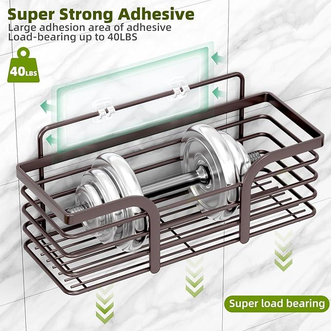 Yougai Shower Caddy 3 Pack, No Drilling Stainless Steel Hanging Shower Organizer Set, Strong Adhesive Shower Organizer for Bathroom Storage, Waterproof & Large Bearing Weight Organizer Shelf - ModernBath