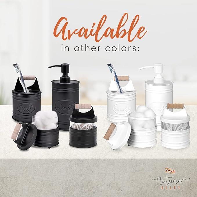 Autumn Alley Rustic Bathroom Accessories Set 4 - Galvanized Soap Dispenser, Rustic Toothbrush Holder, 2 Apothecary Jars Qtip Holder - Western Bathroom Decor – Farmhouse Bathroom Decor Accessories - ModernBath