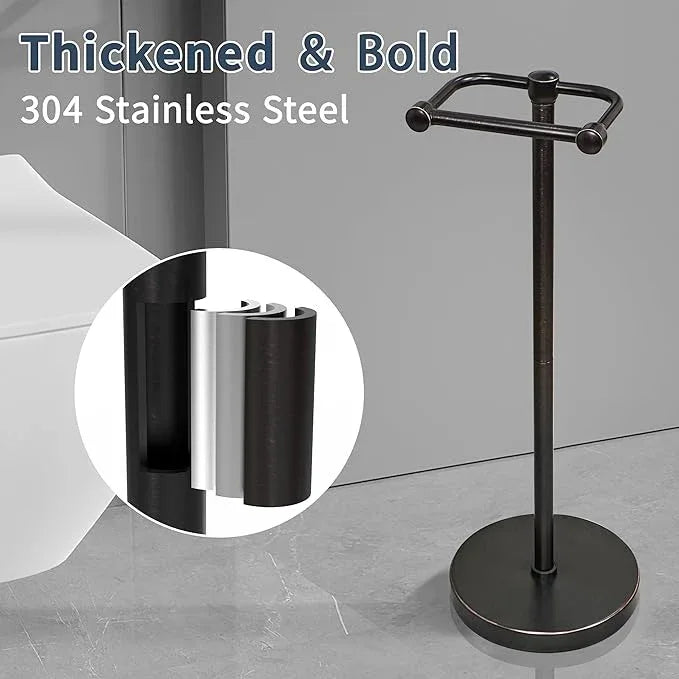 Toilet Paper Holder Stand, Post Pivoting Design Free Standing Toilet Paper Holder, SUS304 Stainless Steel Toilet Paper Roll Holder, Heavy Stable Base (Oil Rubbed Bronze) - ModernBath