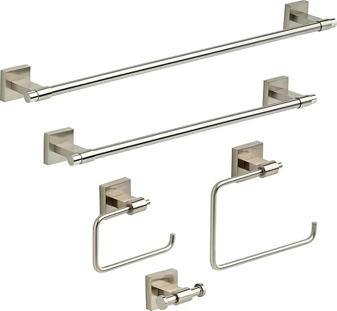 Franklin Brass Maxted (1-Pack) Hand Towel Holder Satin Nickel Towel Racks for Bathroom Wall Square Towel Ring Holder for Bath Towel Hanger for Kitchen, Bathroom Accessories MAX46-SN - ModernBath