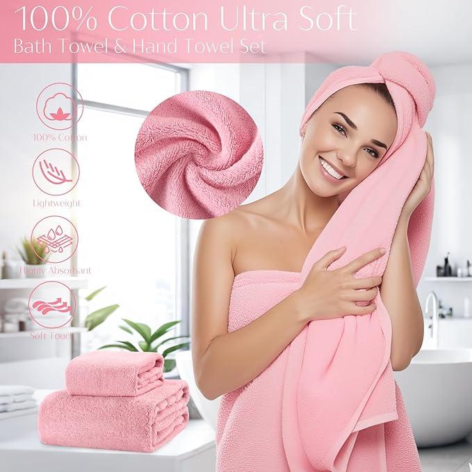 WSBArt 32PCS Bathroom Accessories Set Bathroom Set,Pink Shower Curtain Set,Bath Towel Set,Hand Towel,Toilet Brush,Trash Can & 3PCS Soap Dispenser - ModernBath