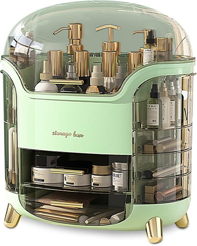 Ergocar Portable Light Luxury Series Multi-Function Lipstick, Make Up Box Dustproof Cosmetics Skin Care Products Storage, Jewelry Organizer Case - Green - ModernBath