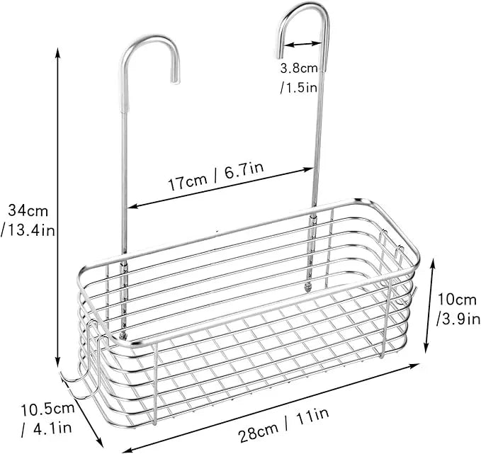 YQh hanging shower rack, bathroom storage rack, shampoo bracket, the back hook can be rotated, and can be hung on the faucet or Claw foot bathtubcross bar, 304 stainless steel rust proof and durable - ModernBath