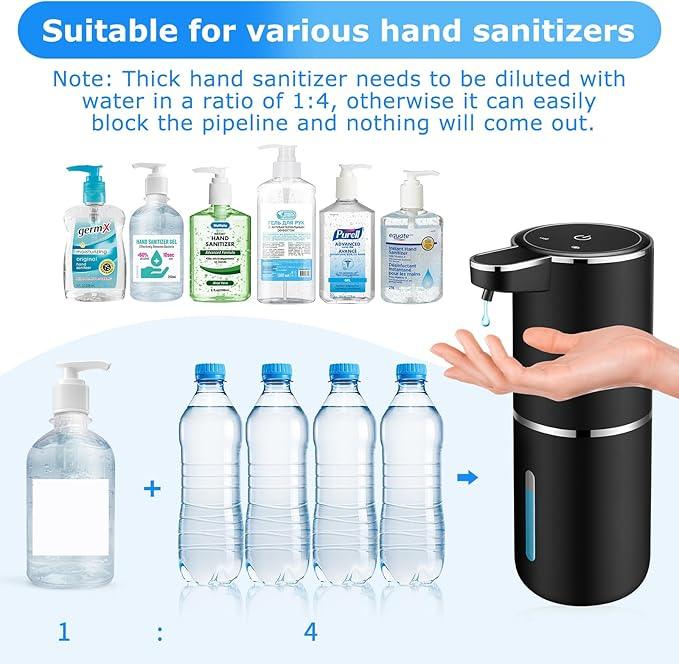 2 Pack Automatic Soap Dispenser,Automatic Liquid Soap Dispenser Touchless,12.8oz/380ml USB Rechargeabled Wall Mounted Smart Soap Dispensers for Bathroom Kitchen Dish Soap(Black) - ModernBath