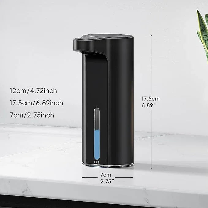 EKO Aroma 9 fl oz Automatic Liquid Soap Dispenser, Rechargeable & Water-Resistant Soap Dispenser for Kitchen and Bathroom with Adjustable Volume Control (Matte Black Steel) - ModernBath