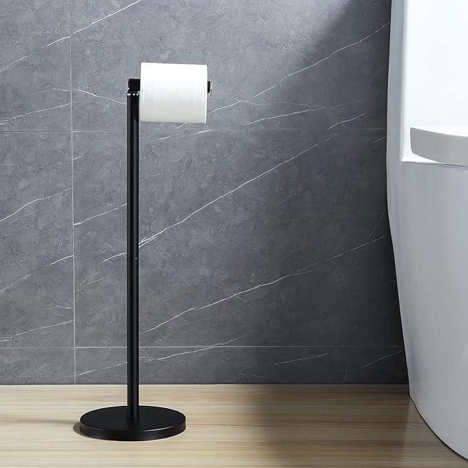 BGL Freestanding Toilet Paper Holder Black Matte, Tissue Holder with Reserve Storage Paper Rolls, Toilet Paper Holder On Floor - ModernBath