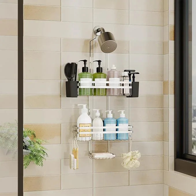 STAHLHEART Shower Caddy Hanging for Bathroom Organizers and Storage, 3 Tier Adjustable Anti-Swing Shower Organizer Hanging with Heavy-Duty Suction Cups, Damage-Free Rustproof (Chrome) - ModernBath