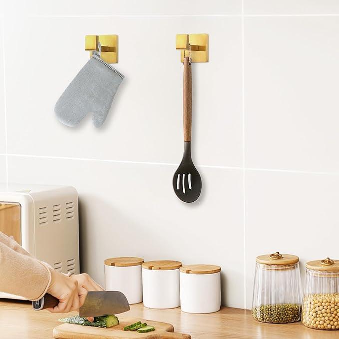 IBosins 2-Pack Towel Hooks Hand Towel Holder for Bathroom Wall Livingroom Bedroom Kitchen Closet Heavy Duty Stainless Steel Hook Hanger for Robe, Bath Towel, Coat (Square Brushed Gold) - ModernBath
