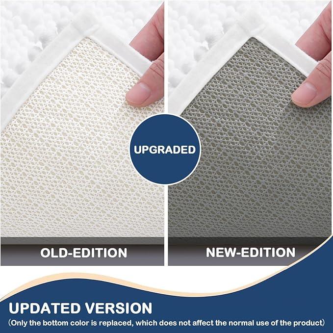 Arotive Luxury Chenille Bathroom Rug Mat, Extra Soft Thick Absorbent Shaggy Bath Rugs, Non-Slip Machine Wash Dry, Plush Bath Mats for Bathroom, Shower and Tub, 47x32, White - ModernBath