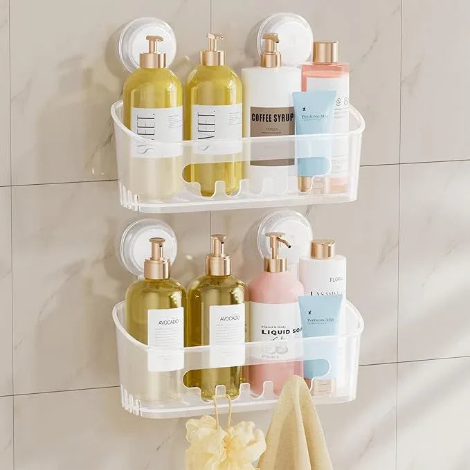 TAILI Shower Caddy Suction Cup, Heavy Duty Bathroom Organizer, Removable Shelves for Inside Shower, Shampoo, Waterproof Suction Plastic Storage for Bathroom Accessories Holder, Frosted Clear - ModernBath