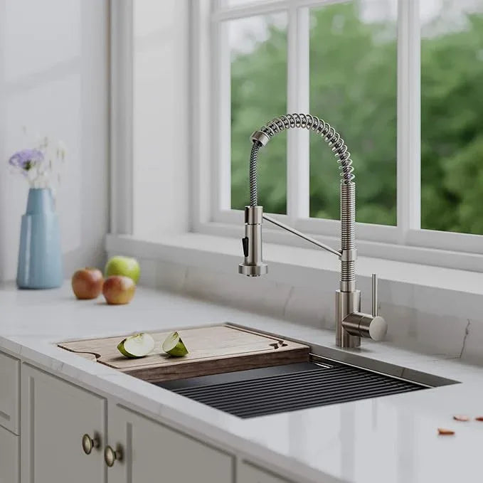 KRAUS Bolden Commercial Style 2-Function Single Handle Pull Down Kitchen Faucet in Spot-Free Stainless Steel, KPF-1610SFS - ModernBath