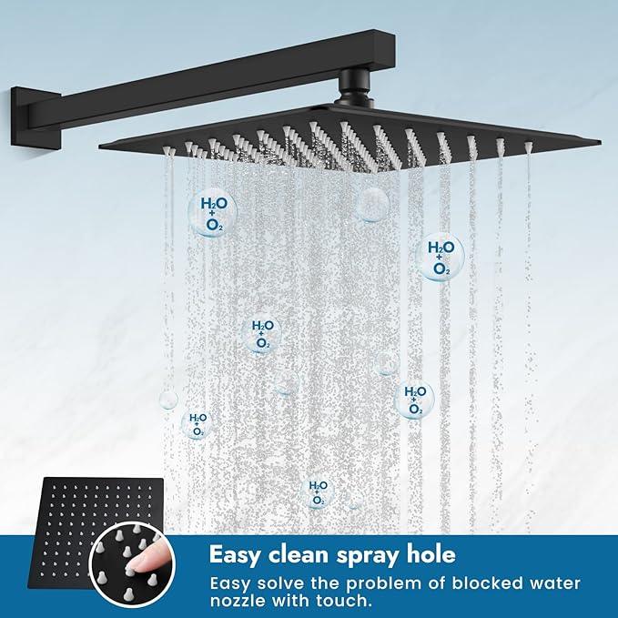 Cinwiny Shower Faucet Set,Shower Head and Handle Set with Valve,Single Handle,Wall Mount 10 Inch Showerhead for Modern Bathroom,Matte Black - ModernBath