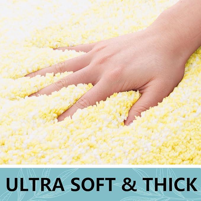 Arotive Microfiber Bathroom Rugs, Shaggy Soft and Absorbent Bath Rug, Non-Slip, Thick Plush Machine Washable Dry Bath Mats for Bathroom, Tub and Shower, 24x16, Light Yellow, Rectangular - ModernBath