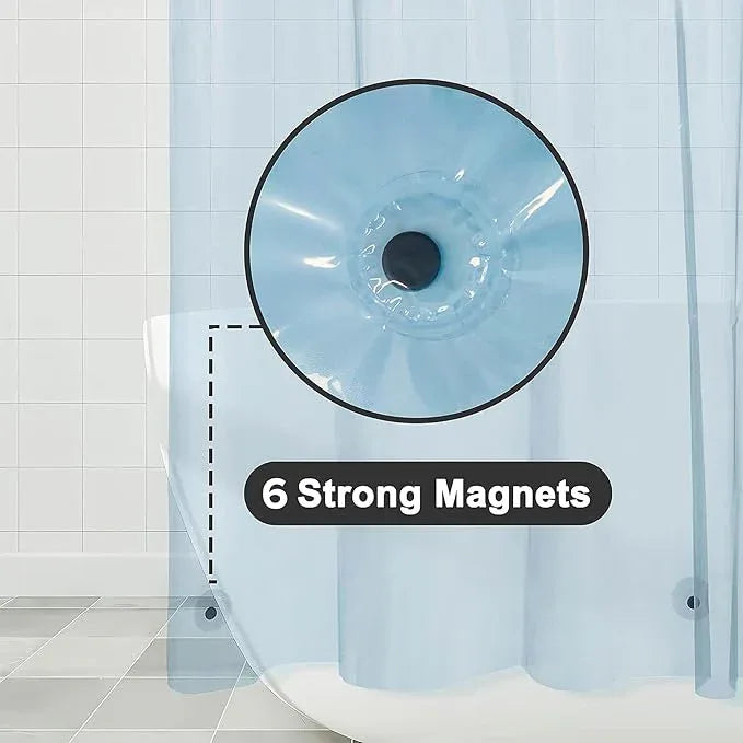 Barossa Design Clear Blue Shower Curtain Liner - PEVA Heavy Duty Shower Liner with 6 Magnets and Metal Grommets, 72" x 72" Waterproof Bathroom Curtains - Clear Blue - ModernBath