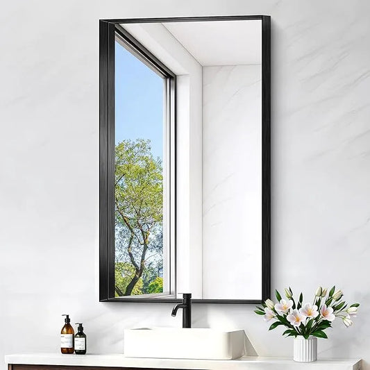 NIMURY Black Bathroom Mirror, 40x24 Inch Rectangular Framed Mirror, Large Wall Mounted Bathroom Vanity Mirror Over Sink for Bedroom,Restroom, Living Room, Hangs Vertically or Horizontally - ModernBath