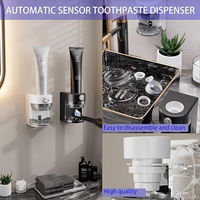 Toothpaste Squeezer, Bathroom Wall Mounted Electric Toothpaste Dispenser with Adjustable Toothpaste Dispensing Amount, Automatic Toothpaste Dispenser for Adults and Kids (White) - ModernBath