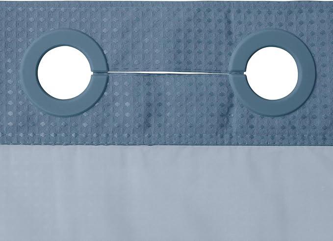 River Dream Blue Shower Curtain No Hooks Required Dotted Waffle Weave Shower Curtain with Snap in Liner - 71W x 74H,Hotel Grade,Spa Like Bath Curtain,Moonlight Blue - ModernBath