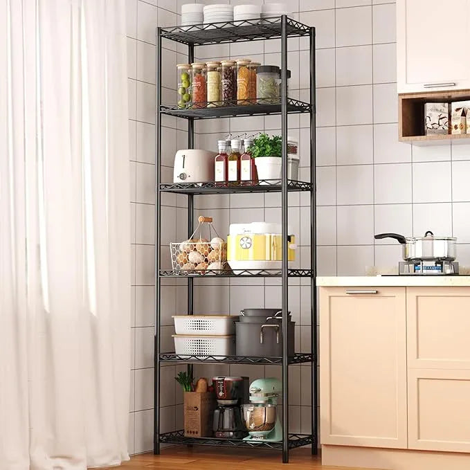 HOMEFORT 6-Tier Wire Shelving, 6 Shelves Unit Metal Storage Rack, Durable Organizer, Perfect for Pantry Closet Kitchen Laundry Organization (Black) - ModernBath