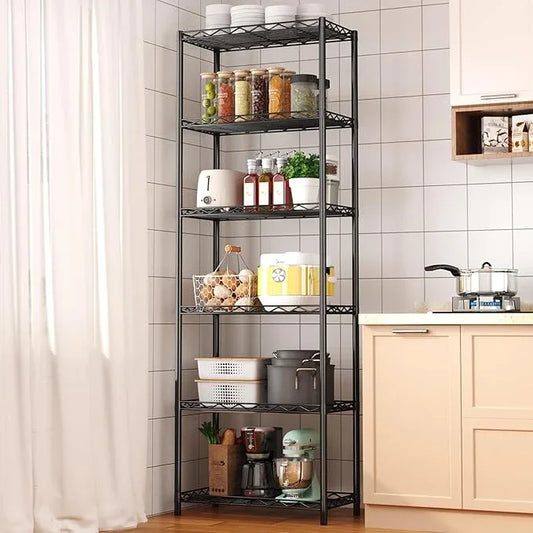 HOMEFORT 6-Tier Wire Shelving, 6 Shelves Unit Metal Storage Rack, Durable Organizer, Perfect for Pantry Closet Kitchen Laundry Organization (Black) - ModernBath
