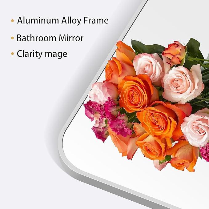 DESBING 42" x 42"Bathroom Mirror, Silver Wall Mirror with Metal Frame, Decorative Rectangular Vanity Mirror for Bedroom Bathroom Living Room Entryway (Horizontal/Vertical) - ModernBath