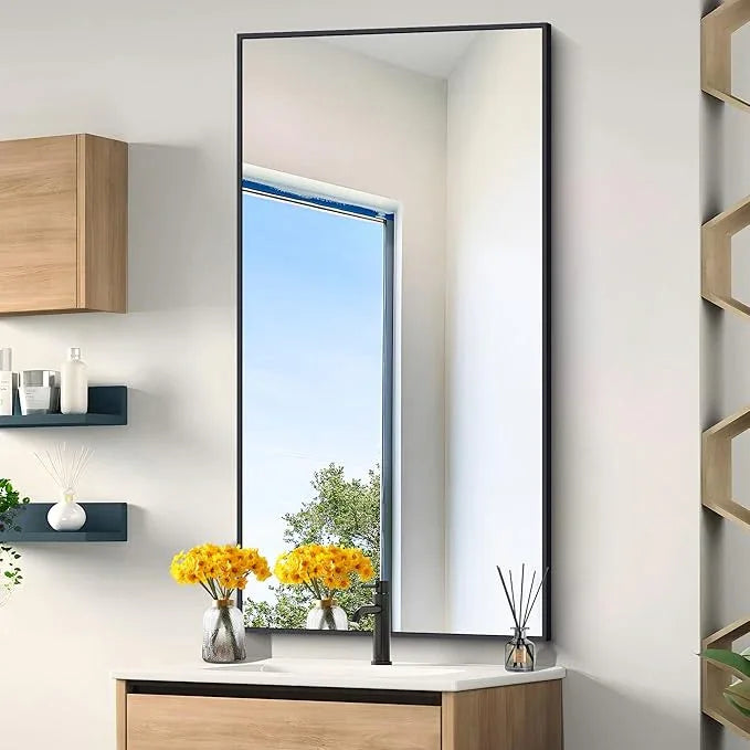 DESBING Black Bathroom Mirror for Wall, 24x48 Inch Rectangle Mirrors with Metal Frame, Modern Vanity Wall Mirror Decor for Entryway Hangs, Bathroom Living Room Horizontal or Vertical - ModernBath