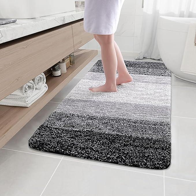 Arotive Microfiber Bathroom Rugs, Shaggy Soft and Absorbent Bath Rug, Non-Slip, Thick Plush Machine Washable Dry Bath Mats for Bathroom, Tub and Shower, 44x32, Black, Rectangular - ModernBath
