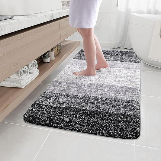 Arotive Microfiber Bathroom Rugs, Shaggy Soft and Absorbent Bath Rug, Non-Slip, Thick Plush Machine Washable Dry Bath Mats for Bathroom, Tub and Shower, 44x32, Black, Rectangular - ModernBath