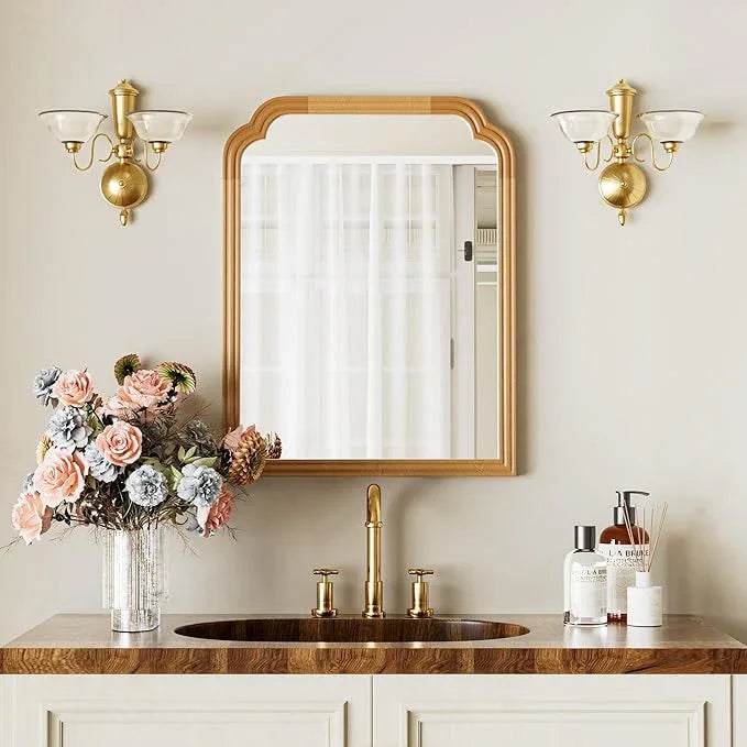 Ferytange Wood Frame Wall Mirror Decor for Small Bathroom Vanity Entryway, Living Room or Bedroom Home Decor - Light Woodgrain 18" x 24" Natural Color - ModernBath