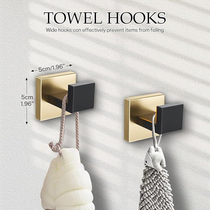 Black and Gold Bathroom Hardware Accessories Set 5-Pieces Towel Bar Set Stainless Steel Towel Holder Set 16 Inch Towel Bar,Towel Racks Set for Bathroom Wall Mounted - ModernBath