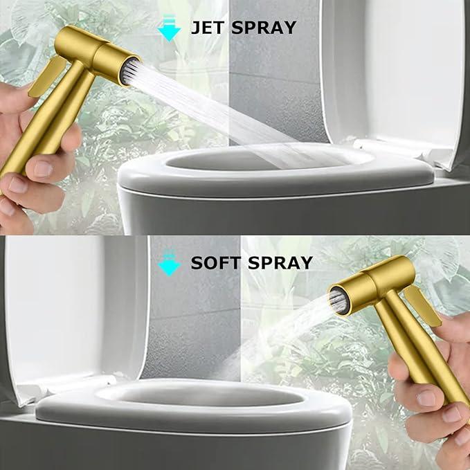 LOSCHEN Bidet Sprayer kit for Toilet,Hand Held Sprayer Shattaf Toilet Attachment Stainless Steel for Pet Bath/Personal Hygiene/Bathroom,Easy to Install with T-Adapter（Gold） - ModernBath