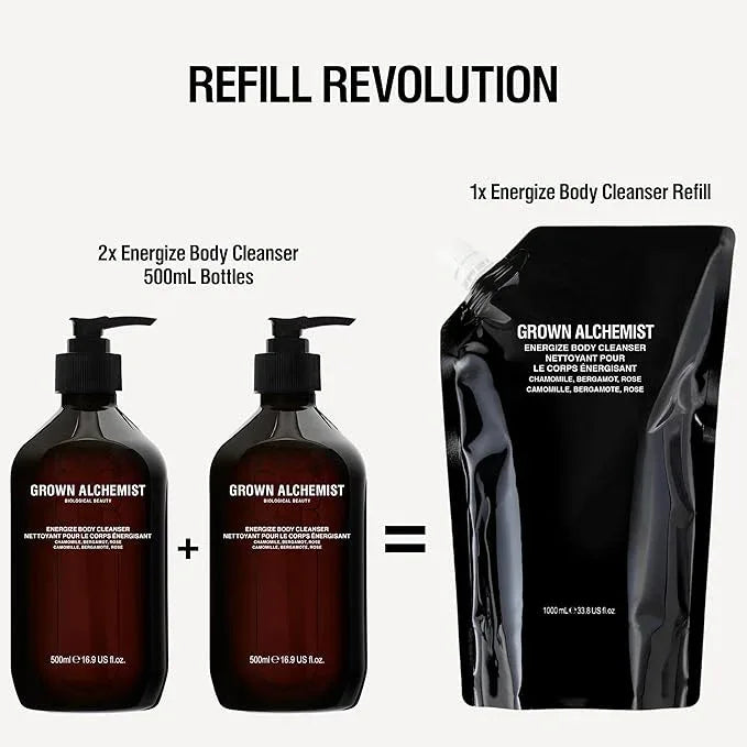 Grown Alchemist Invigorate Hand Wash Refill – Liquid Hand Soap with Aloe, Sweet Orange, Cedarwood & Sage – Gentle, Moisturizing Kitchen & Bathroom Soap, Natural Plant Based Gel Cleanser, 1L - ModernBath
